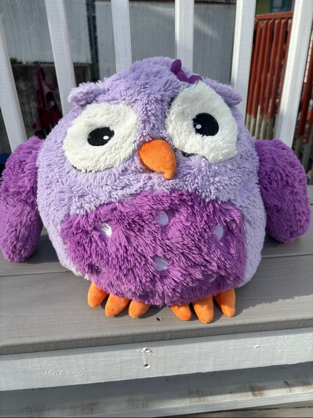 Purple Owl Plush Bird Toy with Orange Beak & Feet